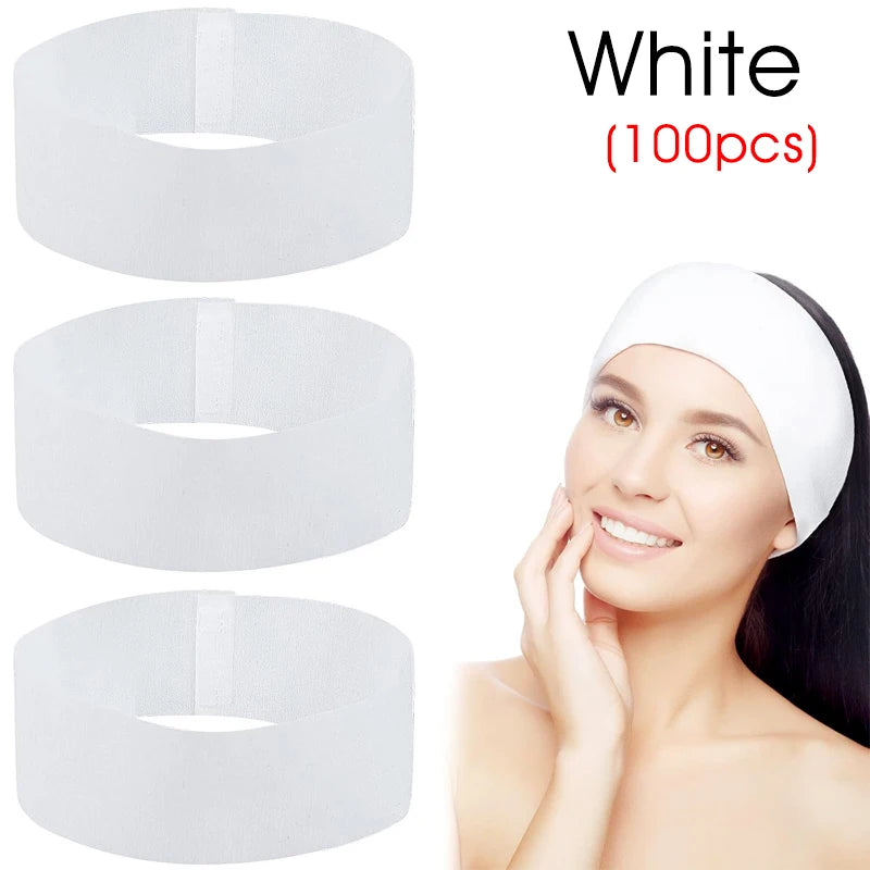 Bandeaux Jetables SPA Skincare Non-Tissés – Lot 10/50/100 pcs | Blancs Ultra-Doux | Soin Visage & Institut de Beauté