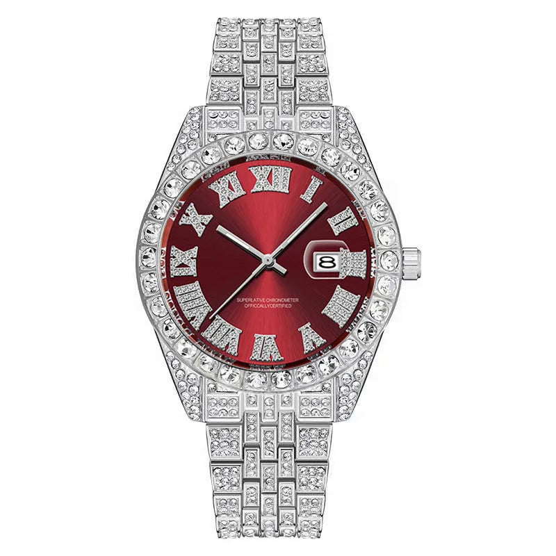 Montre Homme Hip Hop Diamant Fashion Bracelet Alliage Dorée Luxe Date Quartz Tendance Streetwear Bling | Montre Hip Hop Diamant Dorée Premium