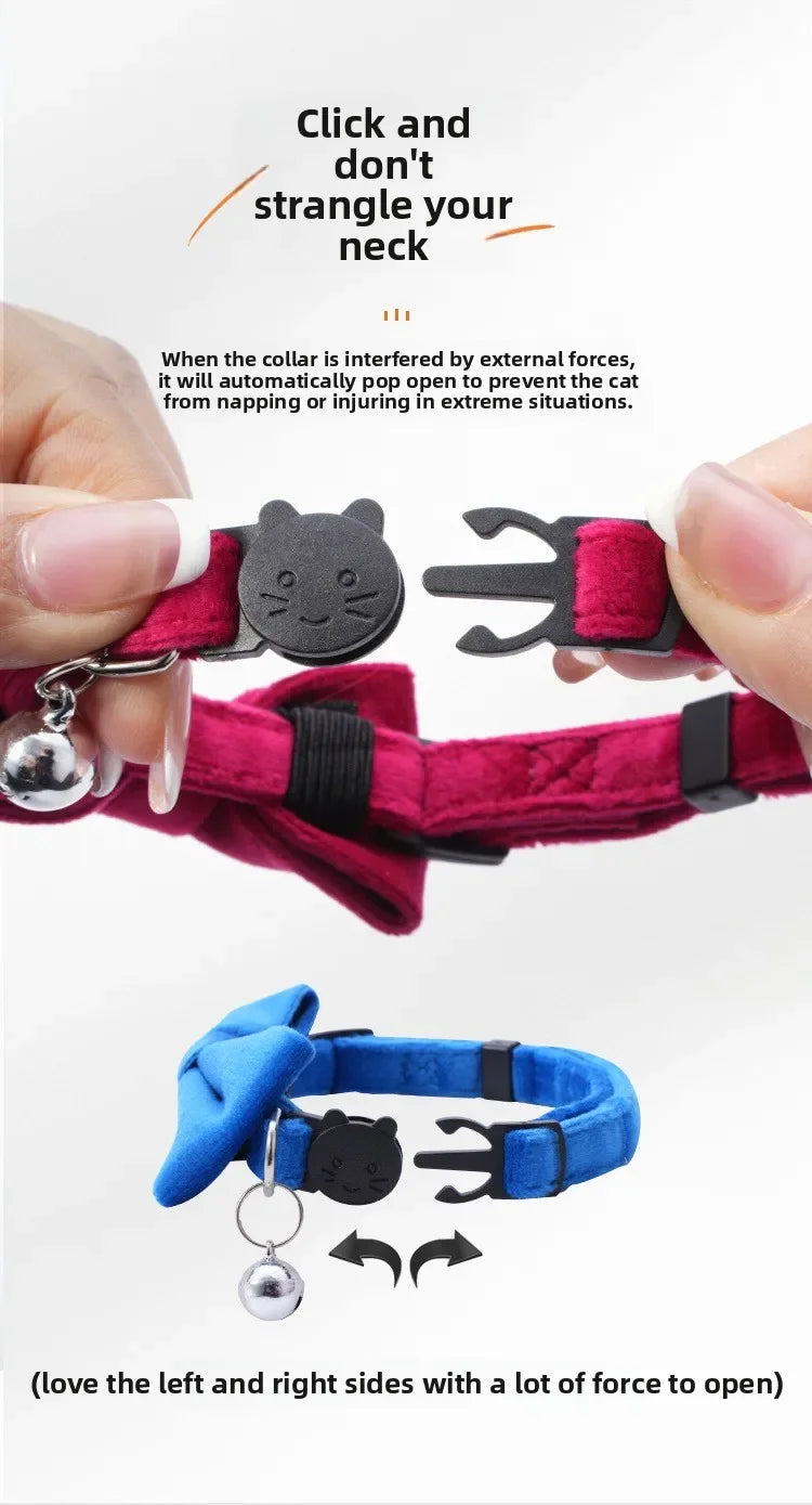Collier Chat Nœud Papillon Sécurité – Clochette Anti-Étranglement Puppy Chaton Adorable