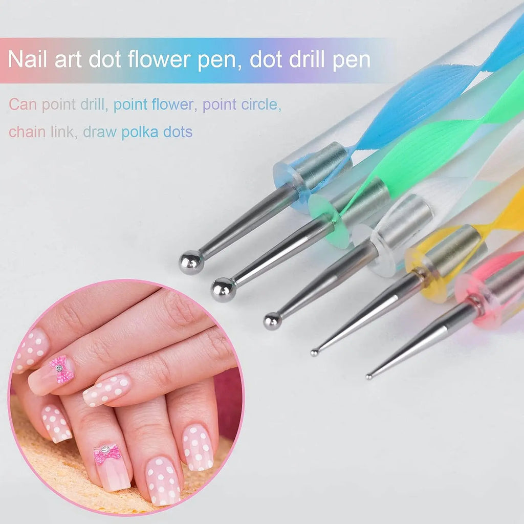 Set Pinceaux Nail Art Professionnel – Acrylique UV Gel Dessin & Dotting | Outils Manucure & Maquillage