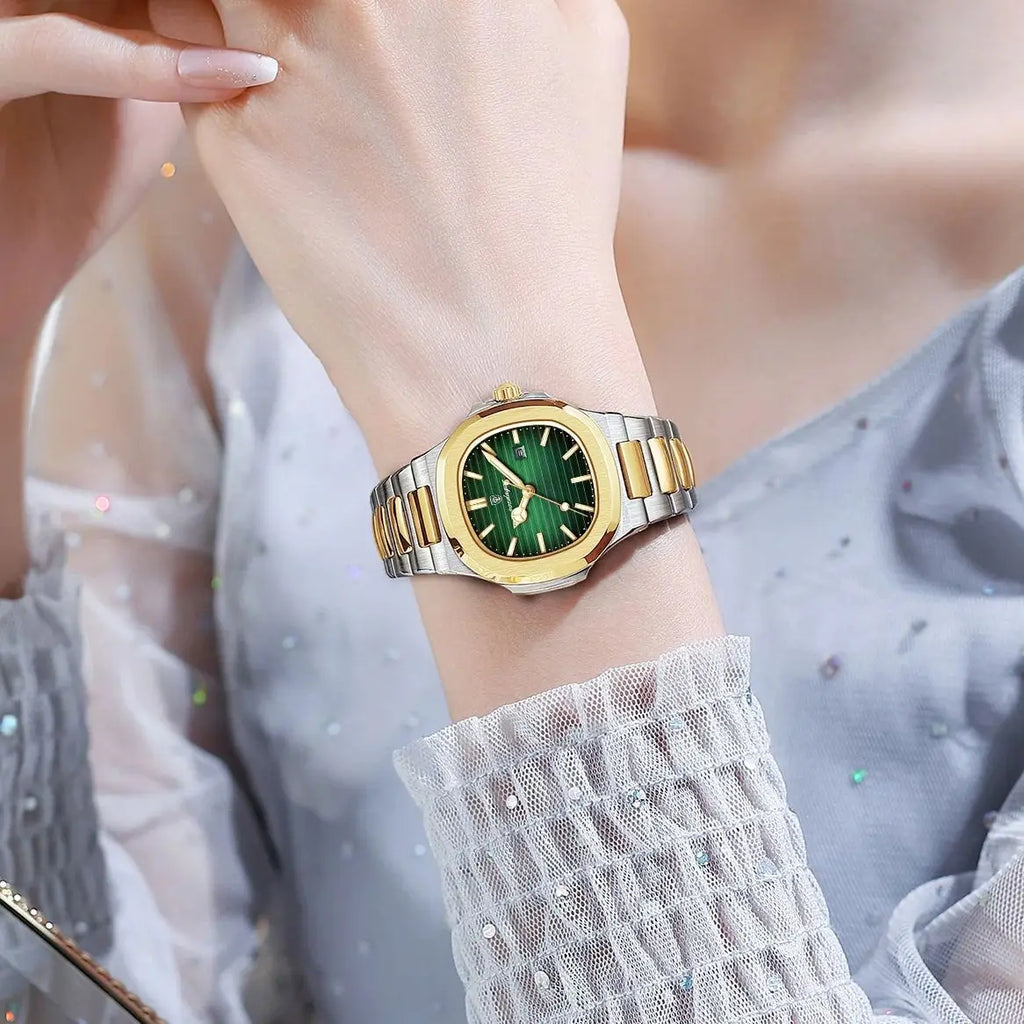 Montre Femme POEDAGAR Carrée Luxe Quartz – Lumineuse Étanche Date Acier Fashion