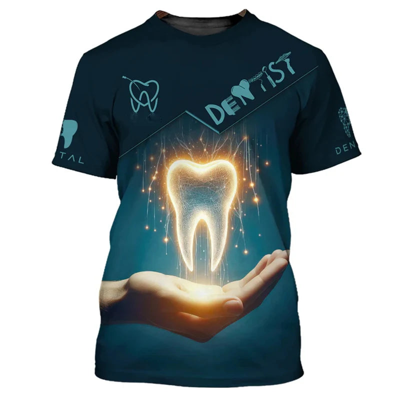 T-Shirt Dentiste Funny Cosplay Unisexe – Design Dent Mignon Col Rond Oversize Respirant Homme & Femme | Humour & Cadeau