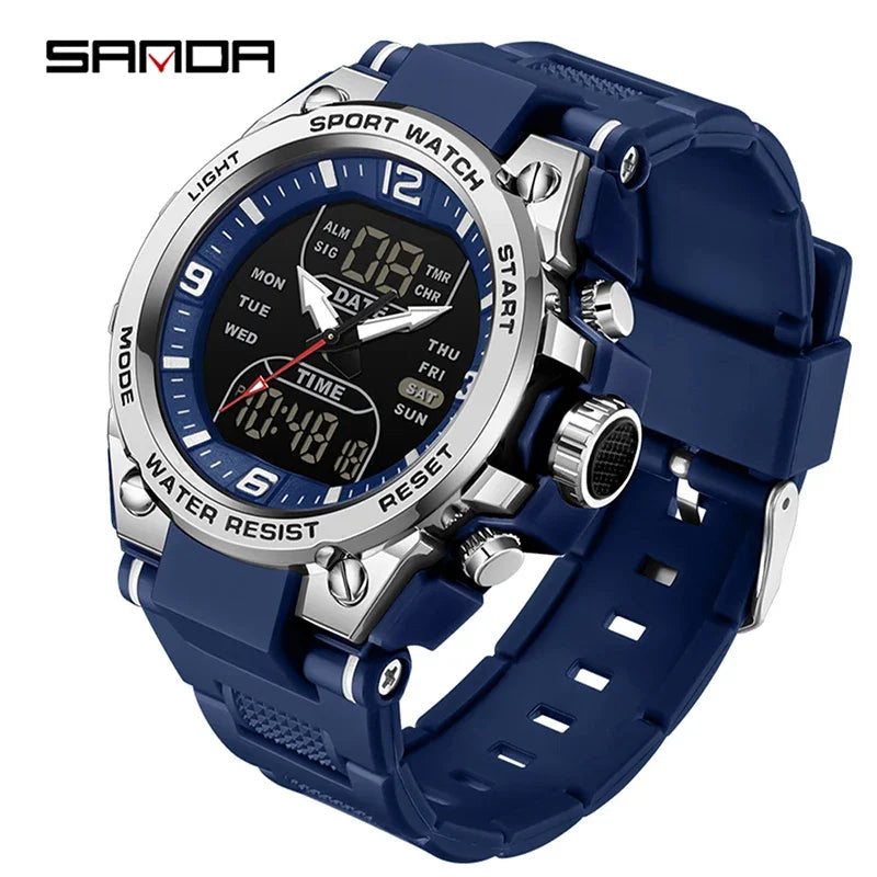Montre Homme SANDA Militaire Tactique G-Style – LED Digital Quartz Étanche 50M Sport Luxe