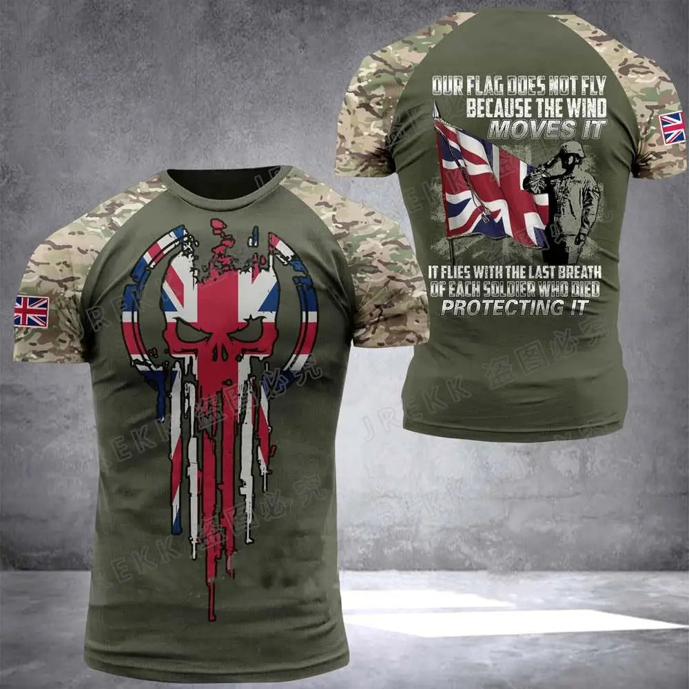 T-Shirt Homme Drapeau Britannique Graphic 3D Imprimé Camouflage Terrain Gym Haute Qualité Manches Courtes Été Casual Patriotique Tendance Confortable – T-Shirt Graphic 3D Premium Drapeau Britannique Camouflage | Mode Homme Graphic Premium