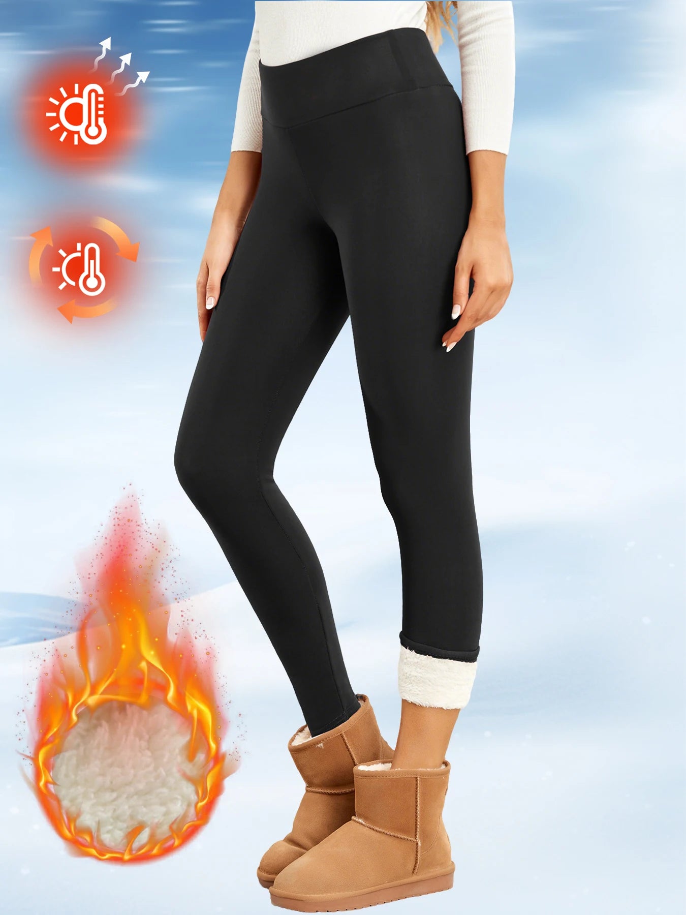 Damen High Waist Flare Leggings mit Fleecefutter – Warme, figurformende Thermostrumpfhose | Winter Komfort