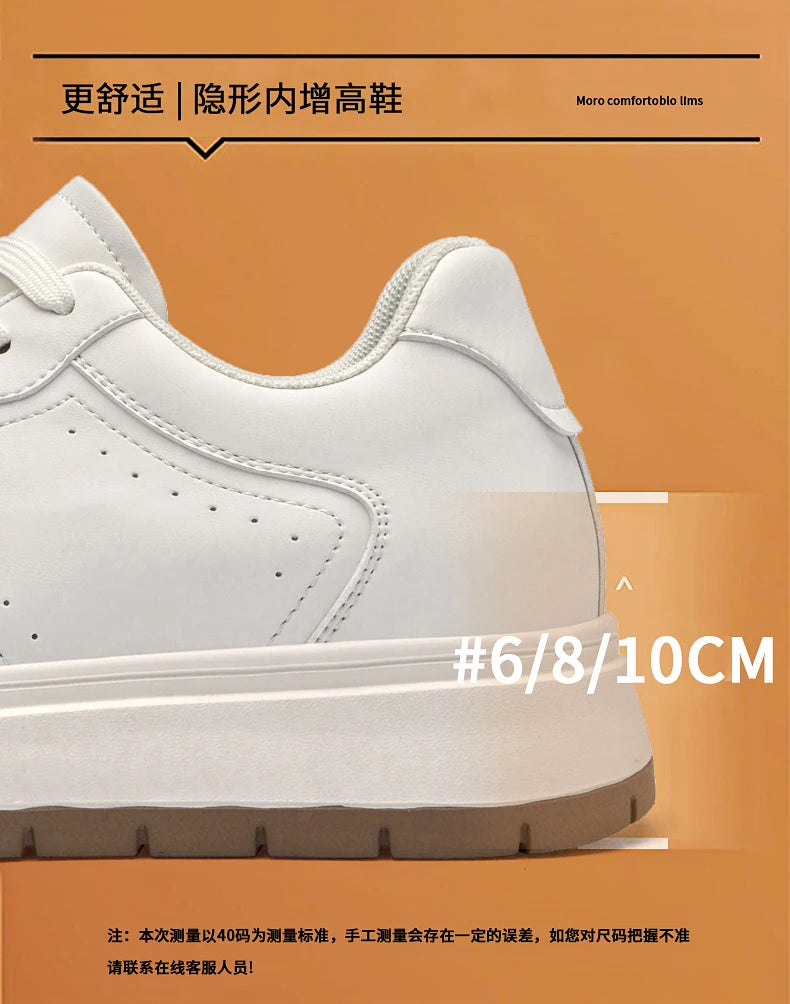 Chaussures Rehaussantes Homme 10/8/6CM Invisibles – Sport Blanches Grande Taille 37-44