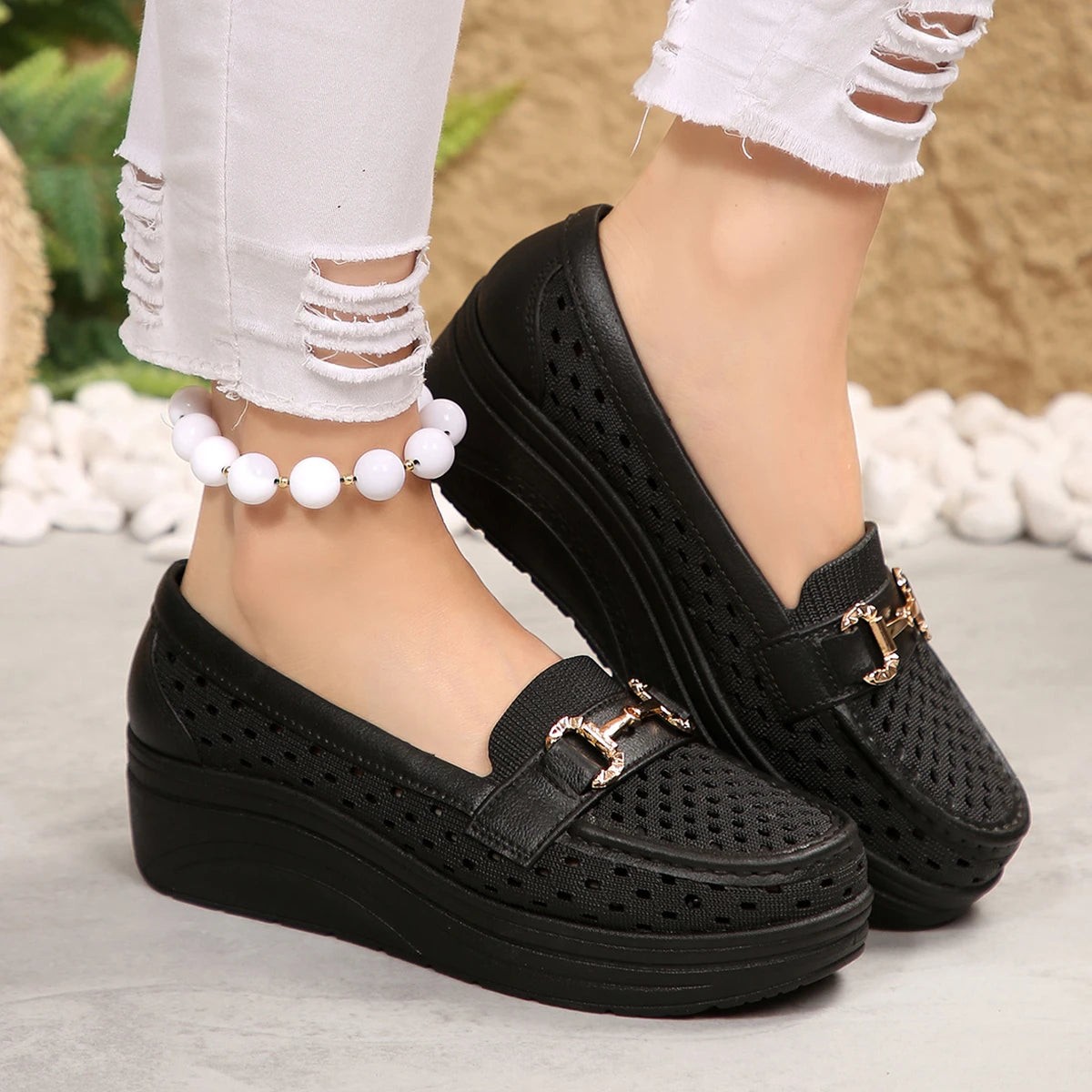 Chaussures Sport Wedge Semelle Épaisse Non-Slip Femme – Respirantes Sexy Travail Printemps