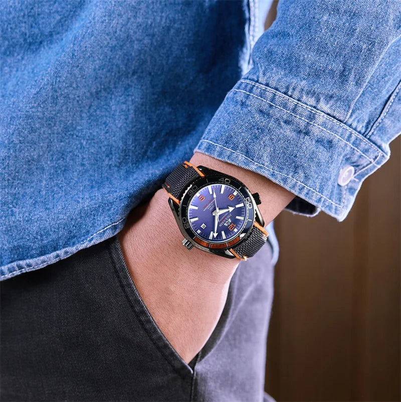 Herrenarmbanduhr Automatik Mechanisch Luxus – Gummiarmband Leuchtend Wasserdicht Kalender