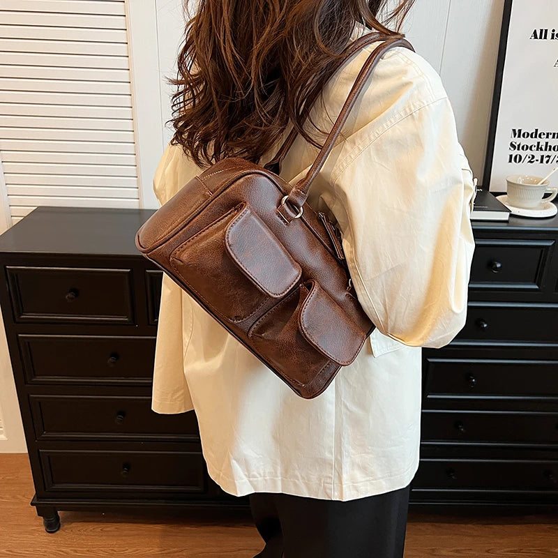 Mini Sac Épaule Double Poche Femme – Sac Aisselle Tendance 2025 Designer Luxe Purse