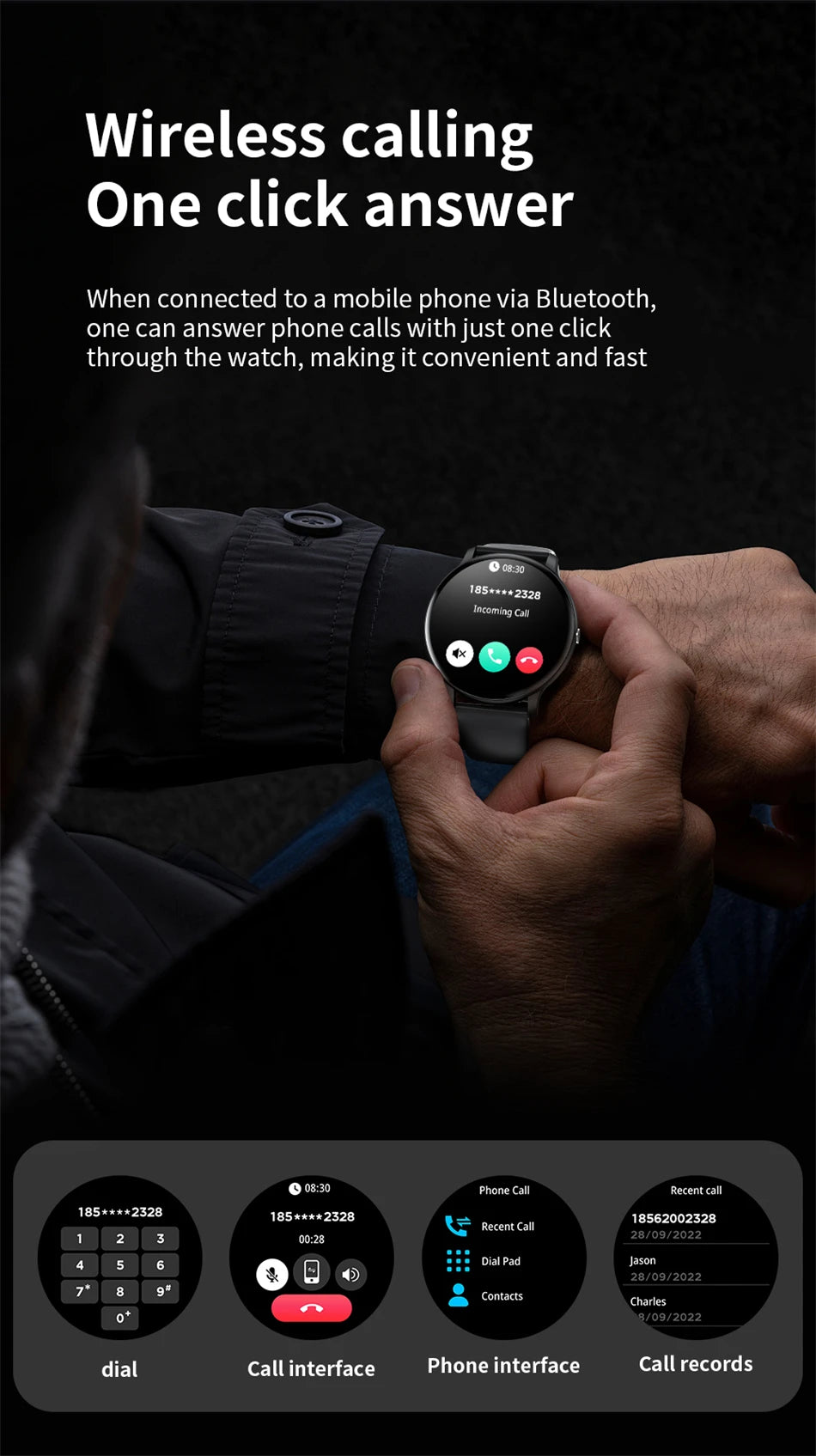 Smartwatch Unisexe 1.39" Appels Messages Sport Calories Météo Cadran DIY Personnalisable Homme Femme Étanche | Smartwatch Unisexe Multifonction Premium
