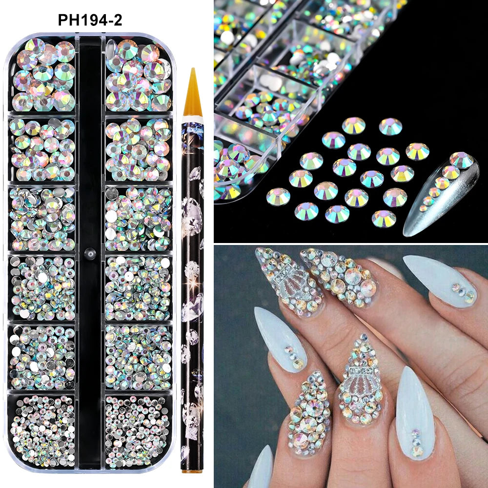 Strass Nail Art 3D Colorés – Diamants Plats Ronds | Déco Ongles DIY