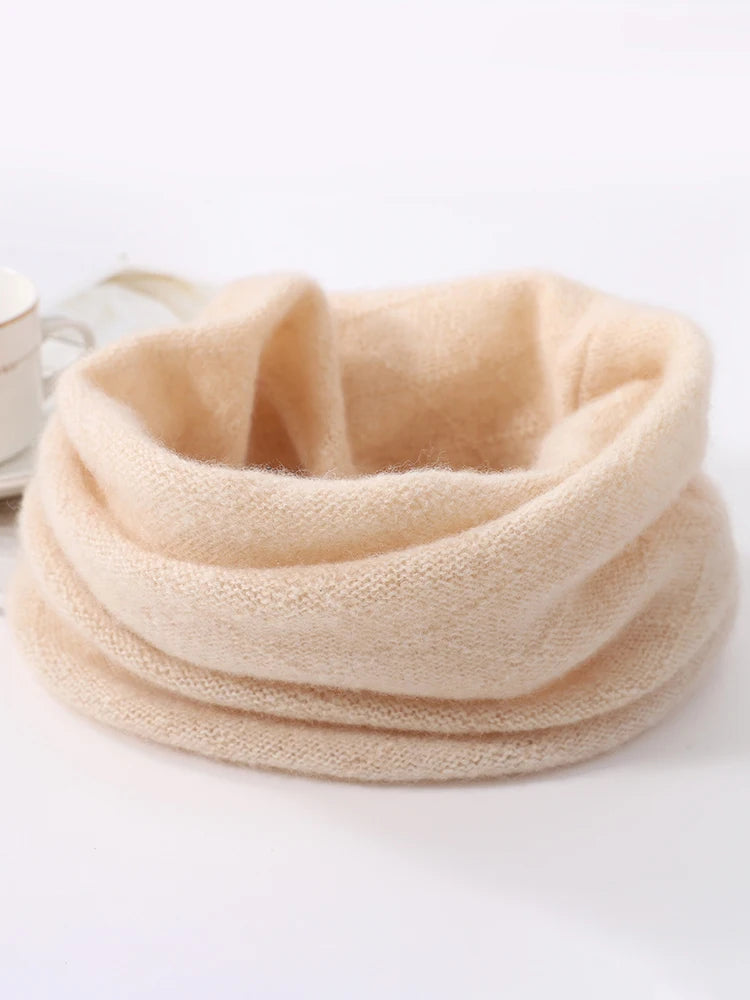 Tour de Cou Laine Mérinos 100% Femme – Écharpe Tube Ajourée, Cache-Oreilles & Masque Visage | Automne Hiver | Headband Chic