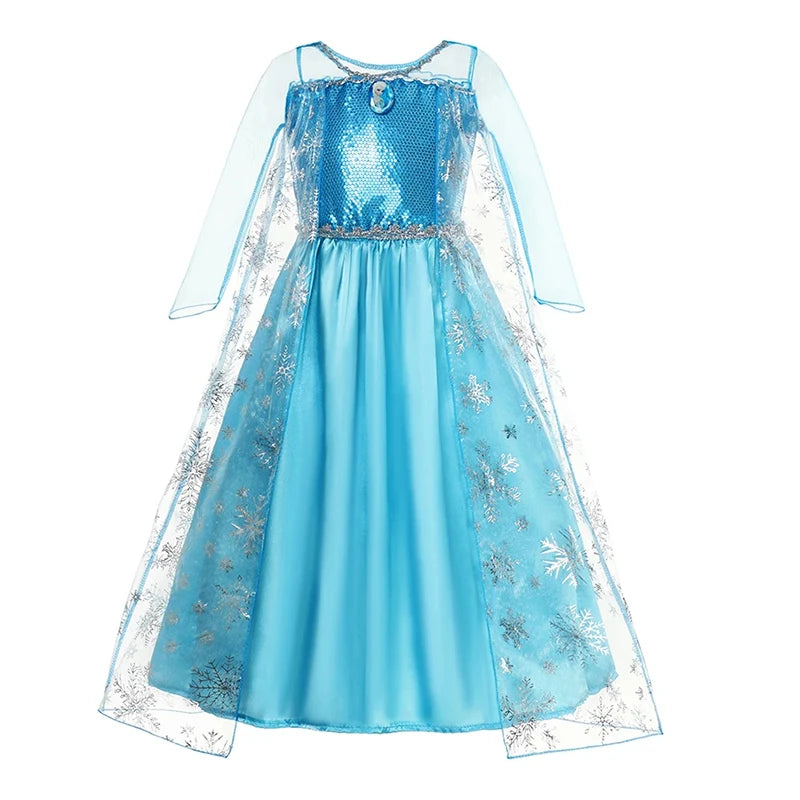 Robe Princesse Fille Déguisement Elsa Anna Ariel – Costume Carnaval Halloween Fête Cosplay Enfant