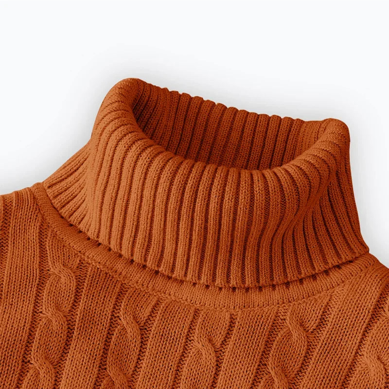 Pull Homme Col Roulé Haut Tricoté Couleur Unie Chaud Casual Laine Pullover Outdoor Hiver Confortable Tendance – Sweater Col Montant Premium Toutes Saisons | Mode Homme Hiver Premium