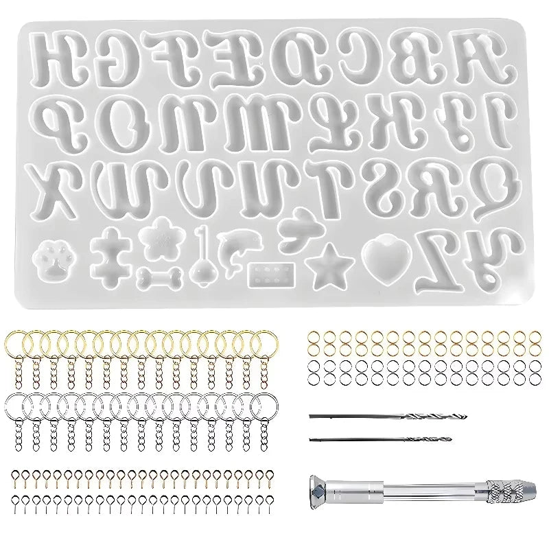 Moule Silicone Alphabet & Chiffres – Résine Époxy, Bougies d’Anniversaire & Bijoux DIY | Porte-Clés, Pendentifs & Déco | Kit Complet