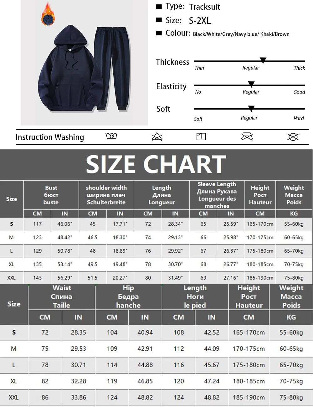 Ensemble Tracksuit Hoodie + Pantalon Homme 2025 – 2 Pièces Sport Casual Automne Hiver S-3XL