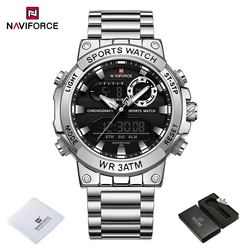 Montre Homme Militaire NAVIFORCE Double Affichage Quartz – Sport Étanche Grand Cadran