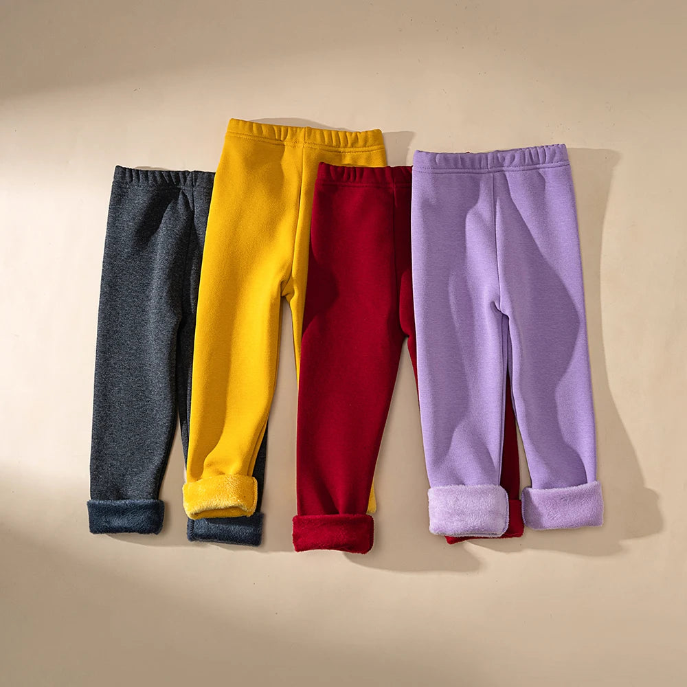 Legging Fille Hiver Polaire Épais Couleurs Bonbon – Pantalon Slim Chaud Élastique Princesse