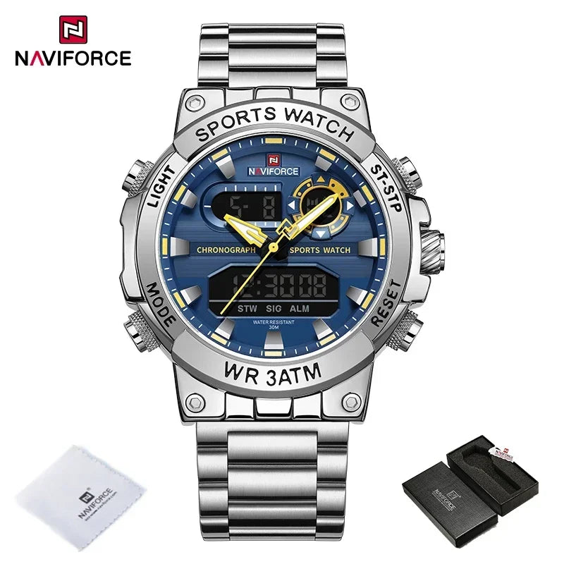 Montre Homme Militaire NAVIFORCE Double Affichage Quartz – Sport Étanche Grand Cadran