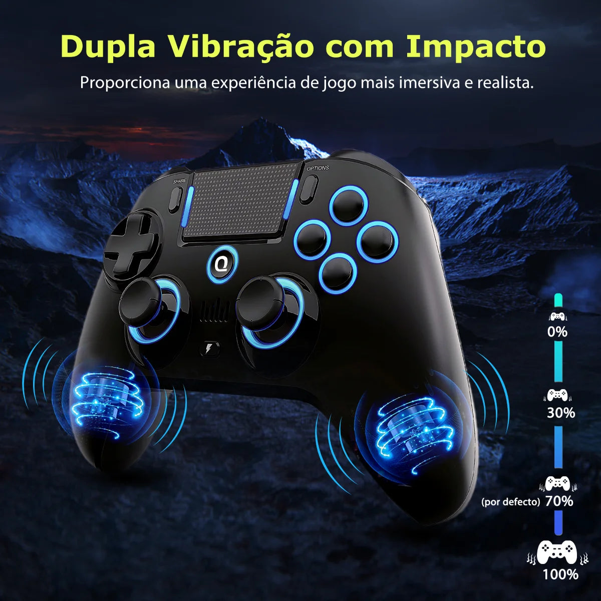 QRD Spark N5 Manette Sans Fil Bluetooth – Compatible PS4, PS3, PC, iOS & Android | Effet Hall & Vibration