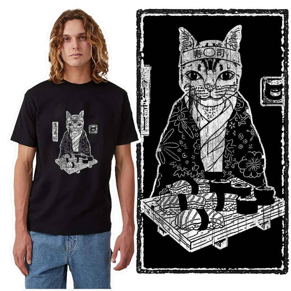 T-Shirt Homme 100% Coton Imprimé Chat Cool Loose Été Manches Courtes Col Rond Casual Tendance – Tee Graphique Félin Streetwear | Mode Homme Premium