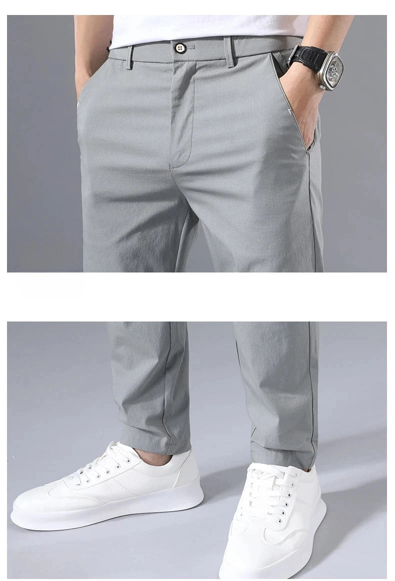 Pantalon Homme Slim Coton Stretch – Business Casual Golf Style Coréen Léger Printemps Automne | Mode Homme Premium