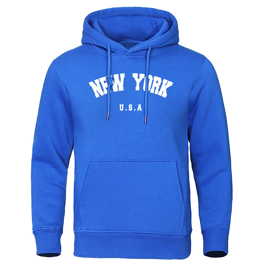 Sweat à Capuche Homme New York Imprimé USA City Manches Longues Oversize Loose Casual Streetwear Pullover Hoodie Tendance Confortable – Hoodie Americana Premium New York | Mode Homme Streetwear Premium