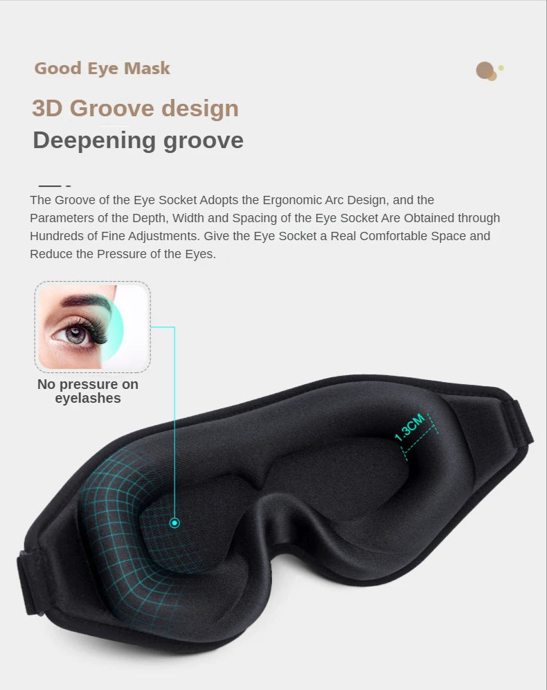 Masque de Sommeil 3D Mousse Mémoire - Occultant Total & Confort Premium