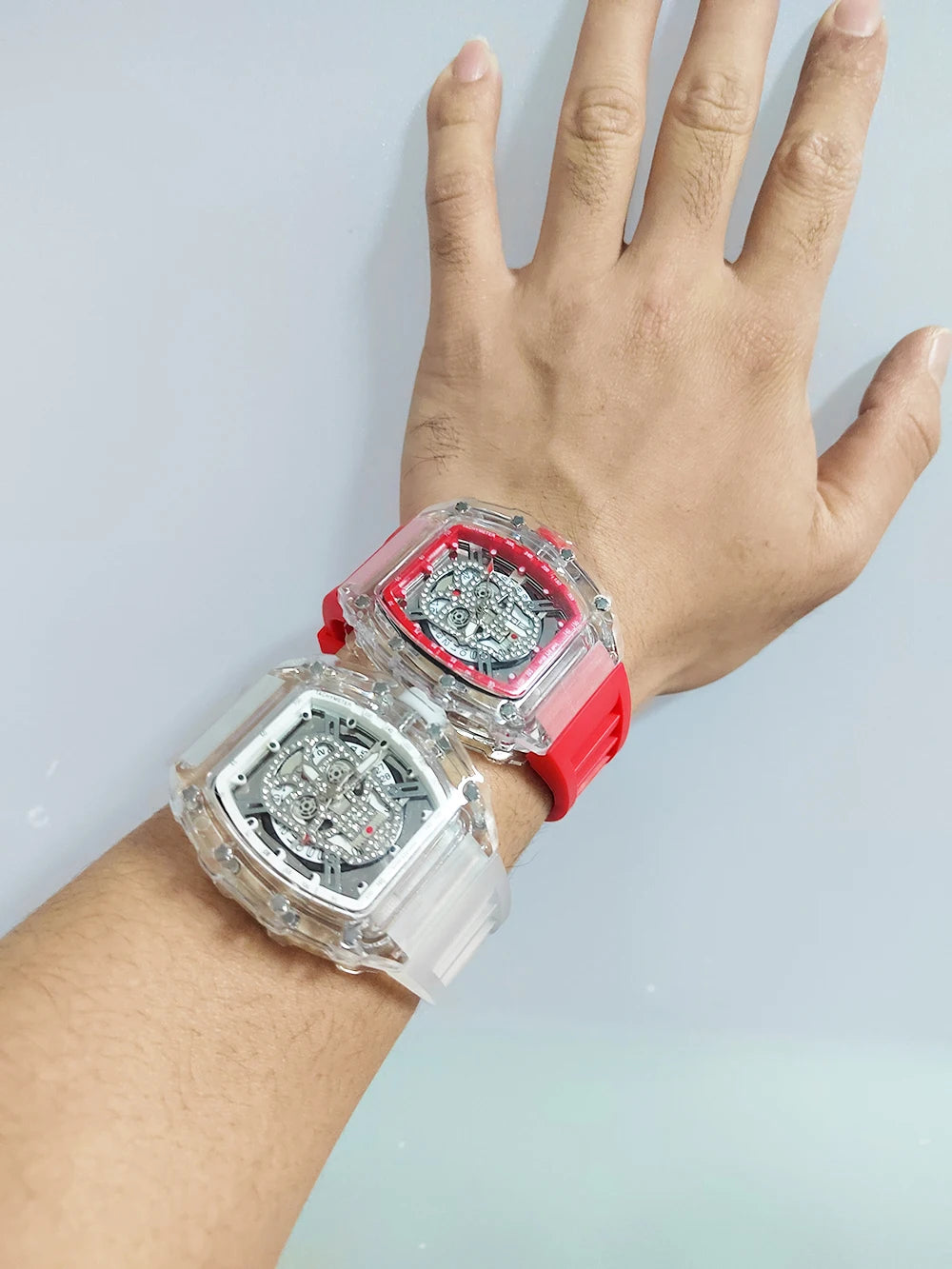 Montre Homme Skull Tête de Mort Automatique Transparente – Quartz Luxe Waterproof Fashion