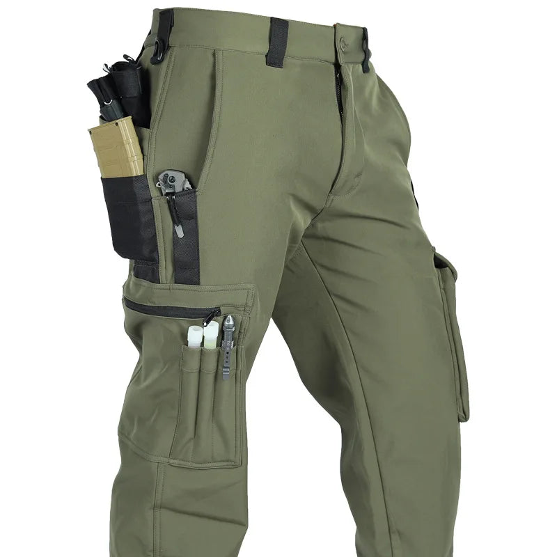 Herren Taktische Fleece Softshell Cargohose Multipocket Outdoor Wandern Sport Militär Warm Herbst Winter Arbeit – Premium Tactical Hose Allrounder | Outdoor Mode Premium Herren