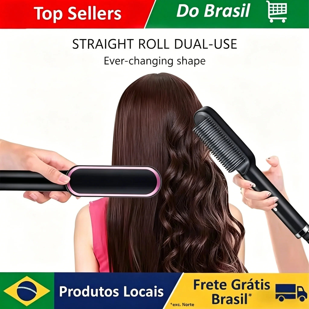 Lisseur Brosse Chauffante Électrique Multifonction – Peigne Professionnel Coiffure Rapide