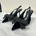 Mules Nœud Papillon Slingbacks Talon Fin Femme – Bout Pointu Élégant Dress Fashion
