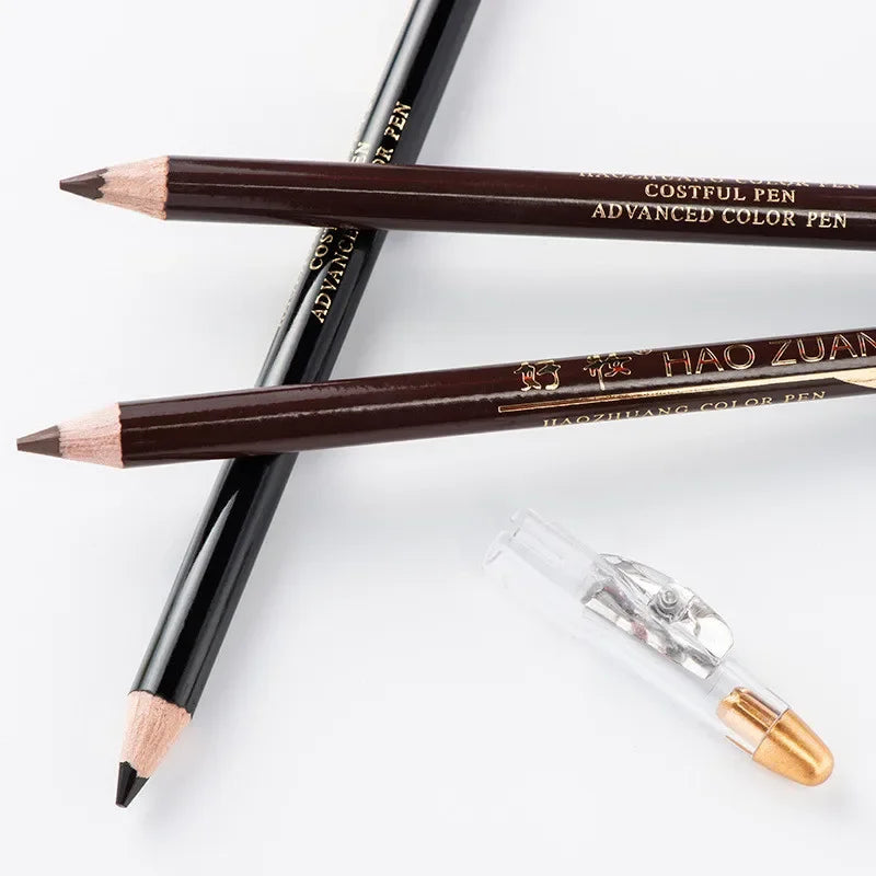 Crayon Sourcils Waterproof Brun & Noir – Avec Taille-Crayon | Eyeliner Sourcils Longue Tenue
