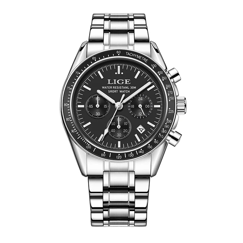 Montre Homme LIGE Luxe Fashion Quartz – Acier Inoxydable Lumineux Étanche Tendance