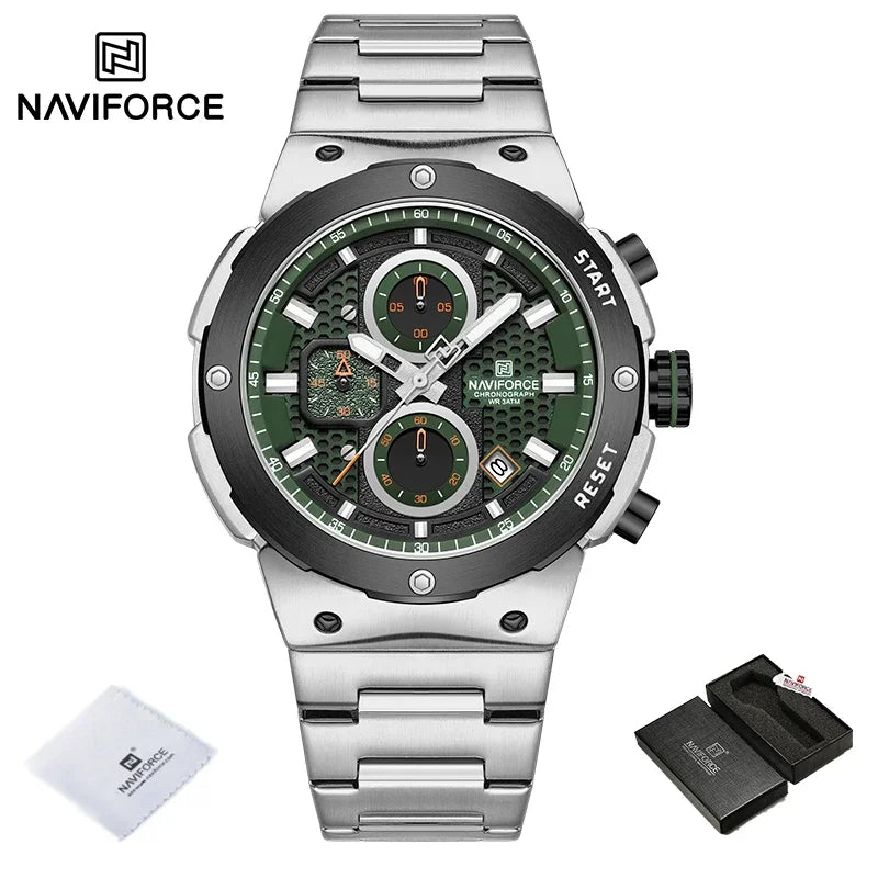 Montre Homme Chronographe Sport Luxe NAVIFORCE – Quartz Date Fashion Masculino