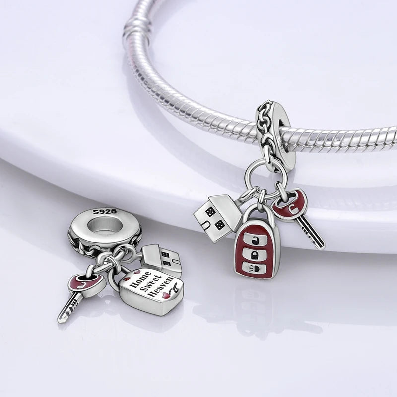Charm Perle Argent 925 DIY — Avion Tour Appareil Photo Bracelet Collier Femme