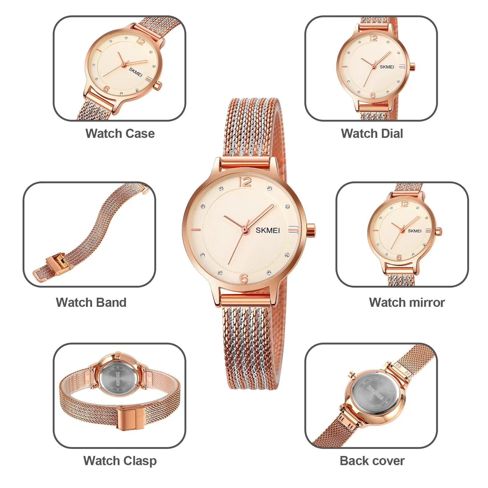 Montre Femme SKMEI 1874 Quartz Japonais Bracelet Acier Inoxydable – Fashion Luxe Élégante