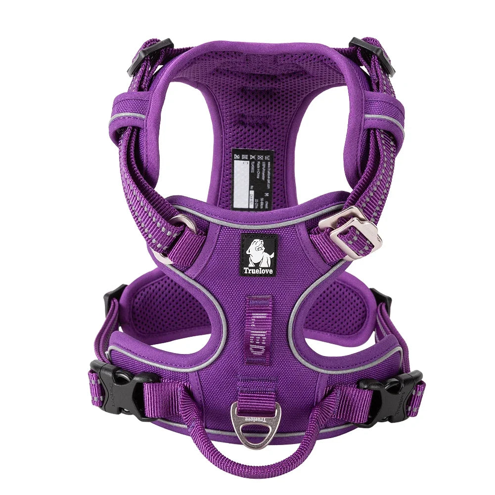 Harnais Chien TRUE LOVE Anti-Traction Nylon Réfléchissant Réglable – Confortable Enfilage Facile Toutes Tailles | Truelove TLH5654