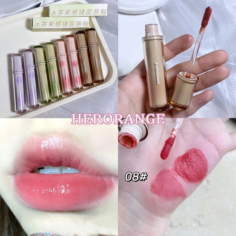 Gloss Miroir Iced Tea – Lip Glaze Jelly Transparent Waterproof | Rouge à Lèvres Liquide Effet Glacé
