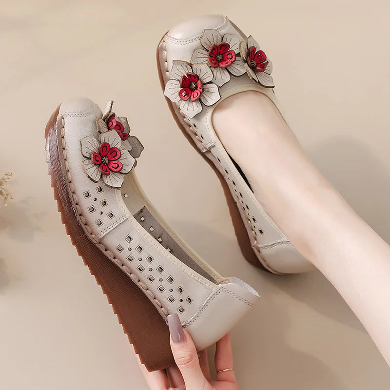 Mocassins Cuir Véritable Vintage Slip-on Femme – Bout Rond Luxe Conduite Loafers Automne