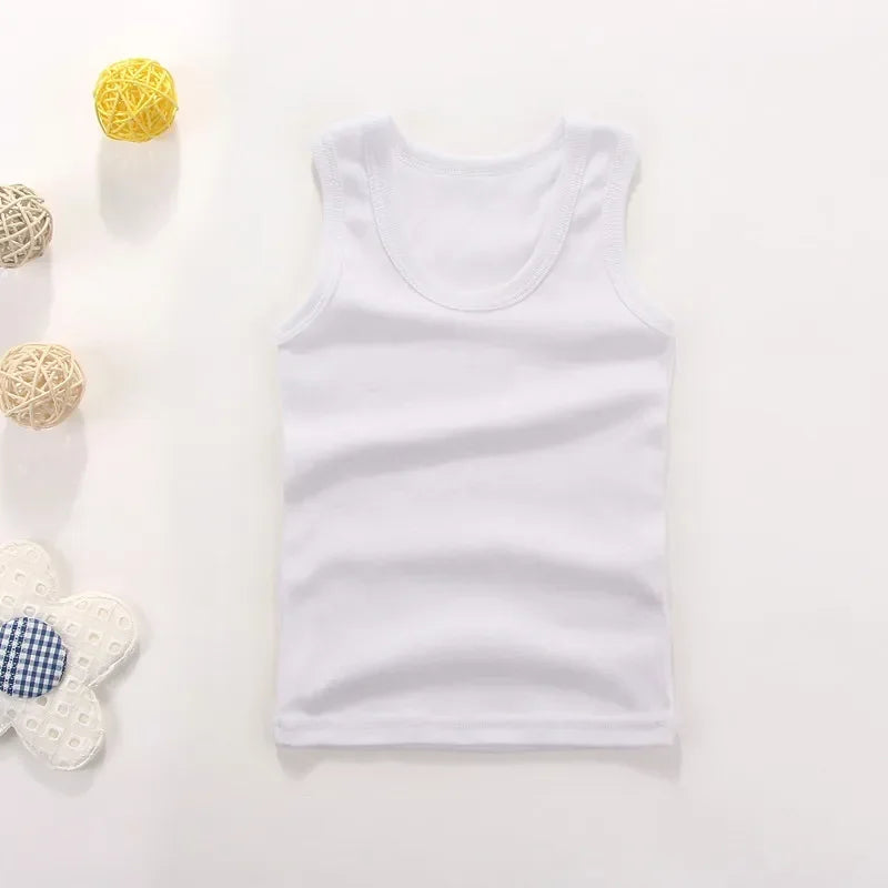 Débardeur Enfant Coton Couleur Unie – T-Shirt Sans Manches Sport Été Garçon Fille Casual