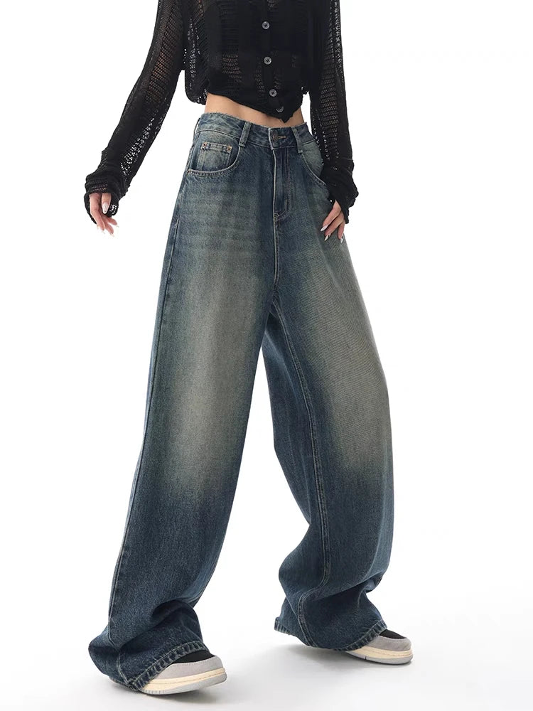 Jean Baggy Femme Taille Haute Boutons Vintage Style Américain Slim Casual Automne – Duomofu | Jean Chic Décontracté Mode