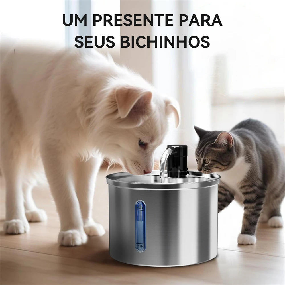 Newpet Fontaine à Eau Chat & Chien 3L – Inox Automatique Ultra Silencieuse | Distributeur avec Filtre
