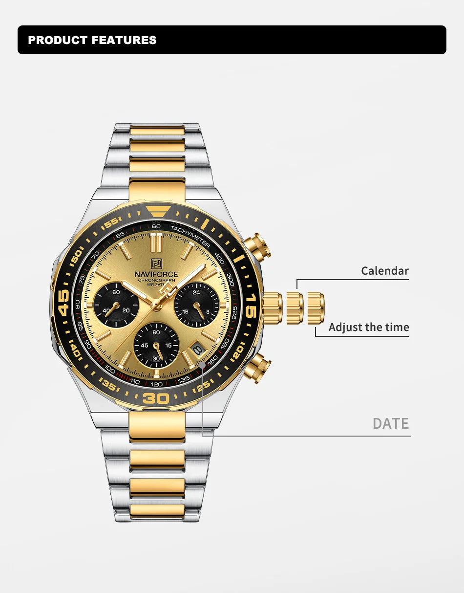 Montre Homme Naviforce Business Classique Quartz – Acier Inoxydable Étanche Fashion 2024