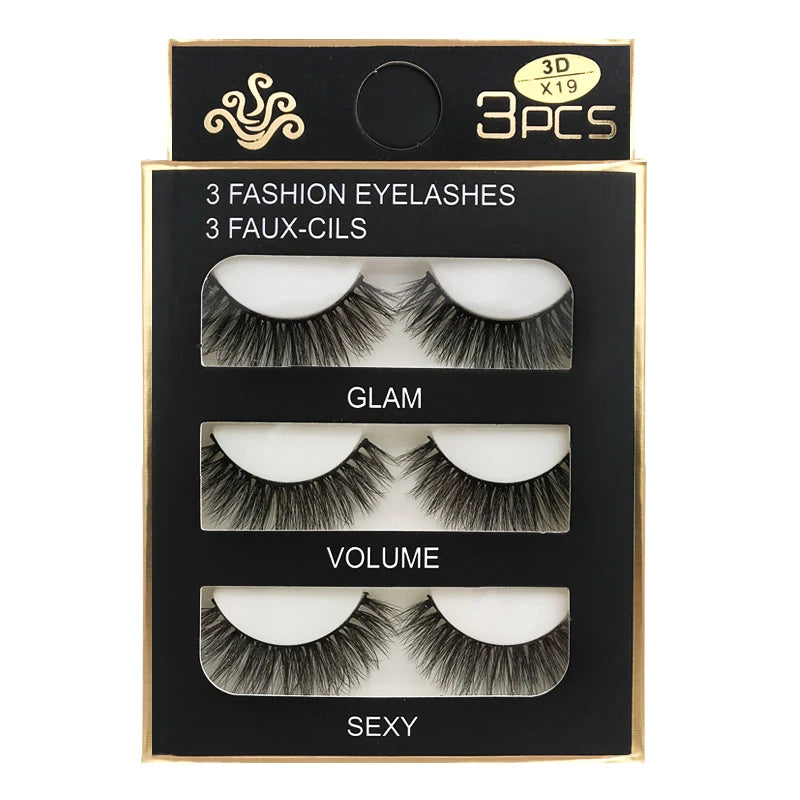 Lot 3 Paires Faux Cils 3D Vison SHIDISHANGPIN – 27 Styles Fluffy Wispy Épais | Cils Faux Faits Main Maquillage Yeux