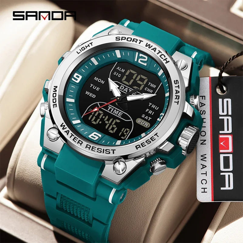 Montre Homme SANDA Militaire Tactique G-Style – LED Digital Quartz Étanche 50M Sport Luxe
