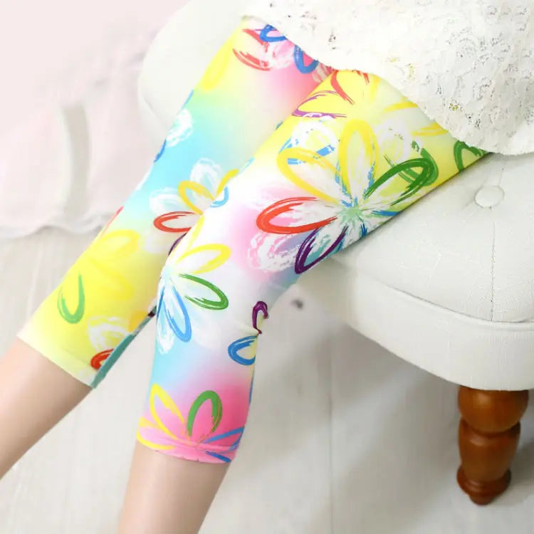 Legging Corsaire Fille Imprimé Fleurs – Pantalon Skinny Stretch Enfant Toutes Tenues 3-10 Ans
