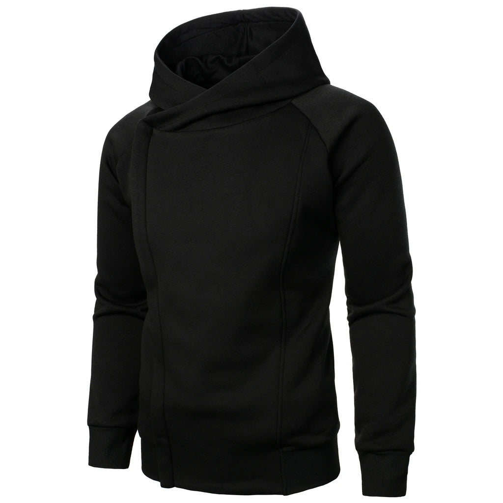 Hoodie Homme Couleur Unie Zip Latéral – Sweat à Capuche Manches Longues Automne Hiver | Mode Homme Premium