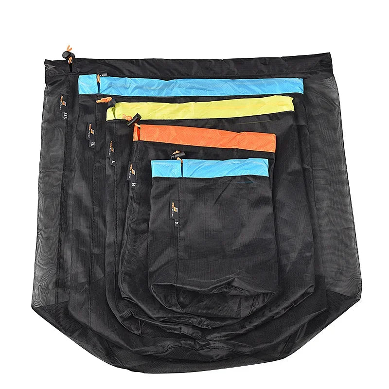 Sac Filet Nylon Ultraléger Cordon – Rangement Sac de Couchage Voyage Randonnée Camping Outdoor S/M/L/XL/XXL