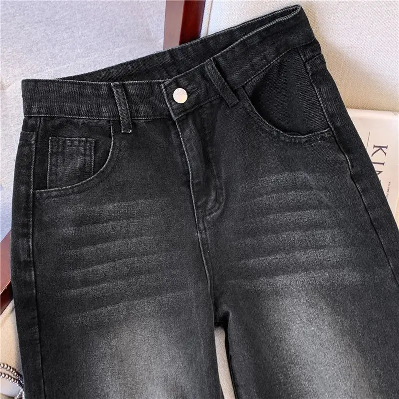 Damen-Jeans Warme Fleece-Hose Gerader Schnitt Schmal Samtig Weich Vintage – Bequeme gefütterte Denim-Hose | Winter